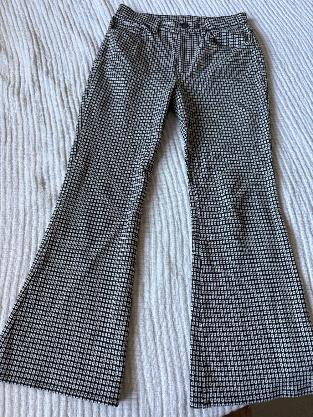 rag & bone Black and White Geometric Flare Pants